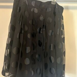 DKNY Black Sheer Polka Dot A-Line Skirt